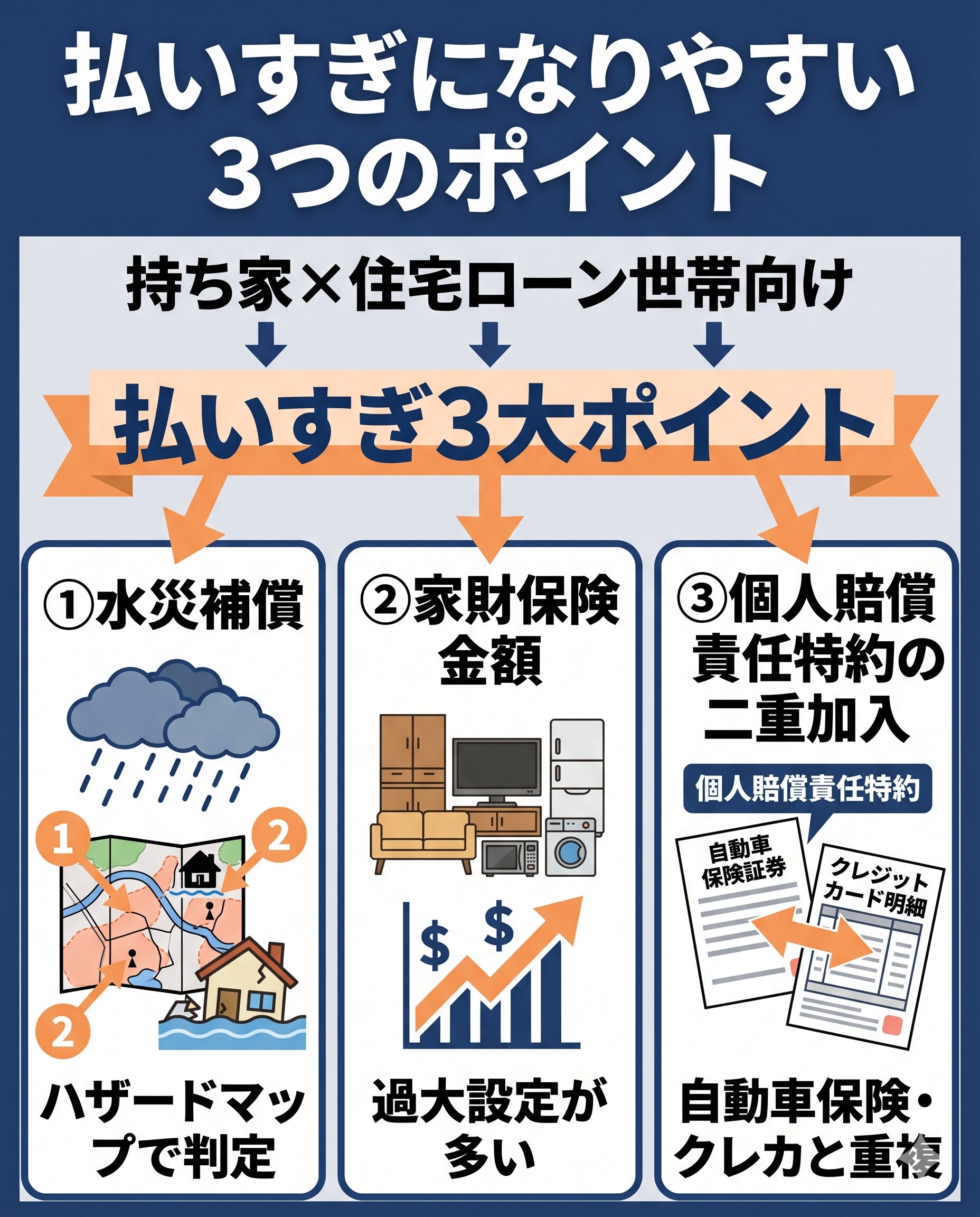 持ち家世帯の払いすぎ3大ポイント