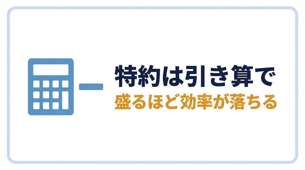 特約は引き算で|盛るほど効率が落ちる