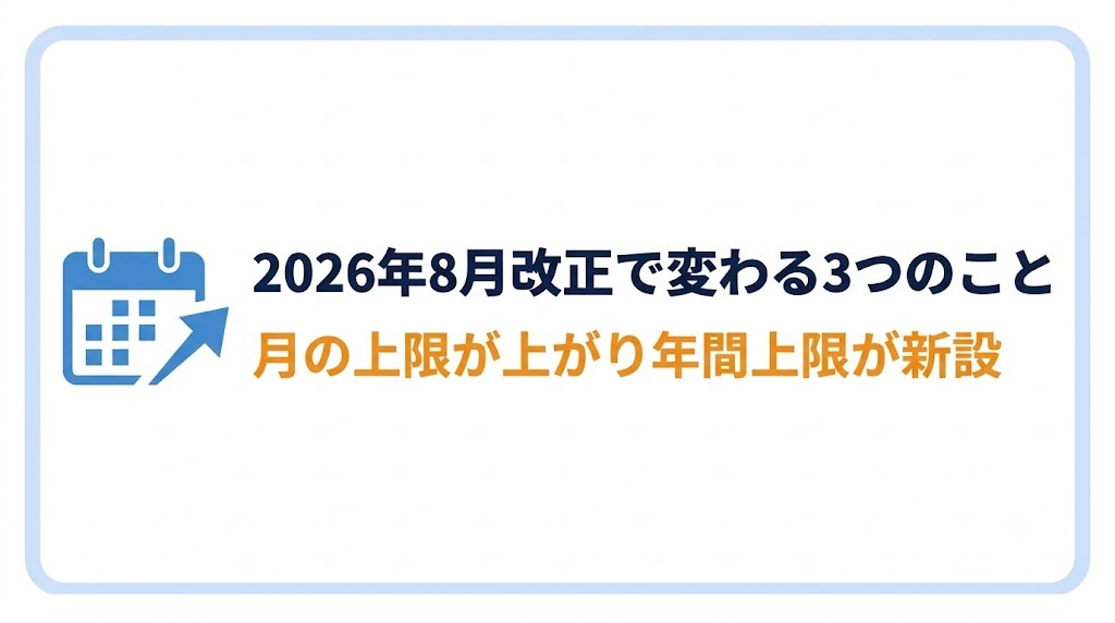 2026年8月の改正で変わる3つのこと|月の上限は上がり、年間上限が新設 バナー
