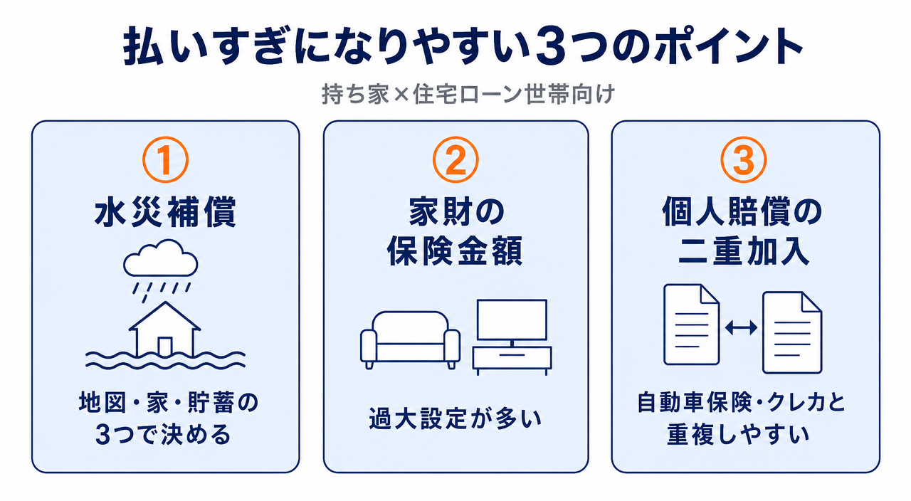 持ち家世帯の払いすぎ3大ポイント