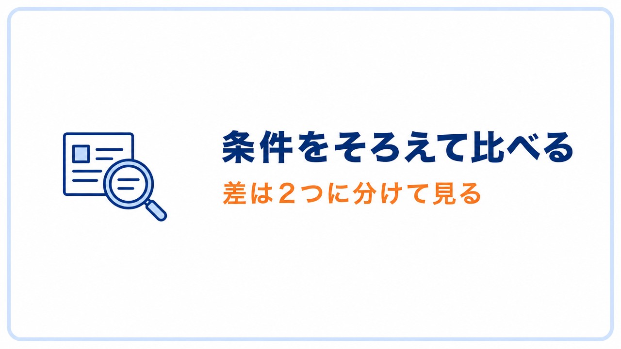 条件をそろえて比べる