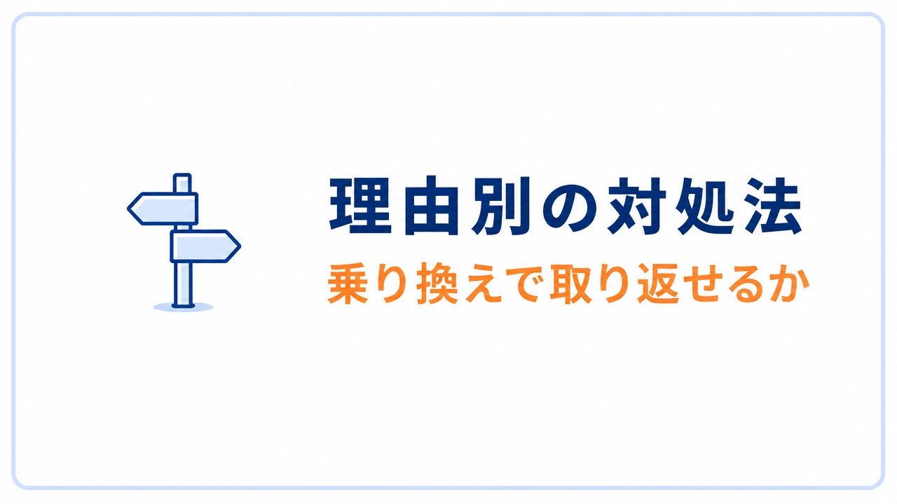 理由別の対処法|乗り換えで取り返せるもの・取り返せないもの