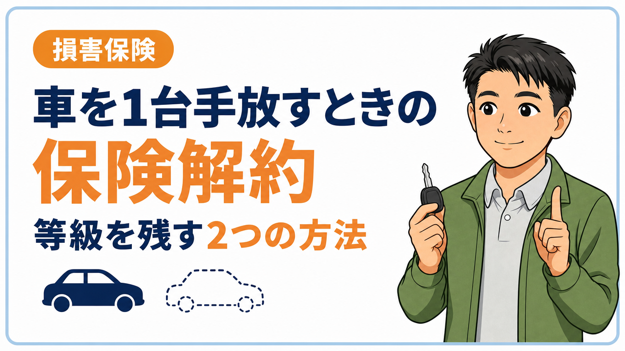 タイトル画像：車を1台手放すときの保険解約｜等級を残す2つの方法
